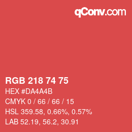 カラーコード: RGB 218 74 75 | qconv.com