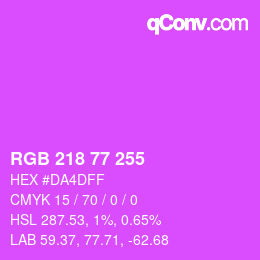 Color code: RGB 218 77 255 | qconv.com