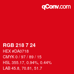 Color code: RGB 218 7 24 | qconv.com