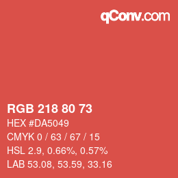 Color code: RGB 218 80 73 | qconv.com