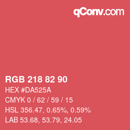カラーコード: RGB 218 82 90 | qconv.com
