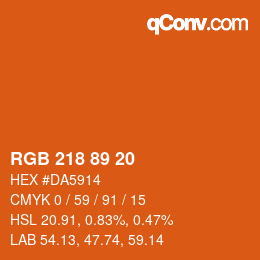 Color code: RGB 218 89 20 | qconv.com