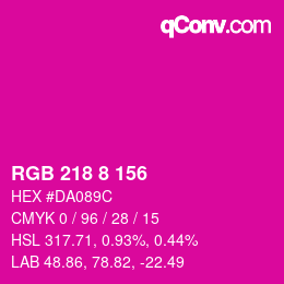カラーコード: RGB 218 8 156 | qconv.com