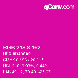 Farbcode: RGB 218 8 162 | qconv.com