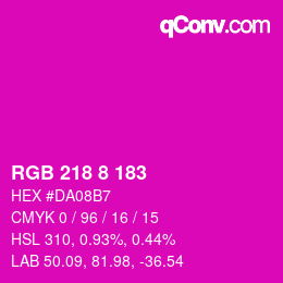 Color code: RGB 218 8 183 | qconv.com