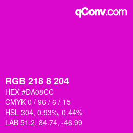 カラーコード: RGB 218 8 204 | qconv.com