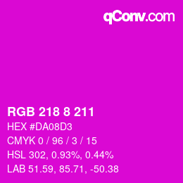 Color code: RGB 218 8 211 | qconv.com