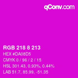 Color code: RGB 218 8 213 | qconv.com