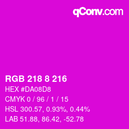 カラーコード: RGB 218 8 216 | qconv.com
