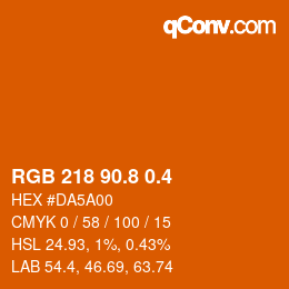 カラーコード: RGB 218 90.8 0.4 | qconv.com