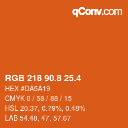 カラーコード: RGB 218 90.8 25.4 | qconv.com
