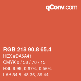 カラーコード: RGB 218 90.8 65.4 | qconv.com
