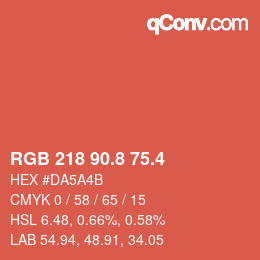 カラーコード: RGB 218 90.8 75.4 | qconv.com