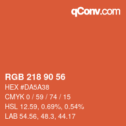 Color code: RGB 218 90 56 | qconv.com