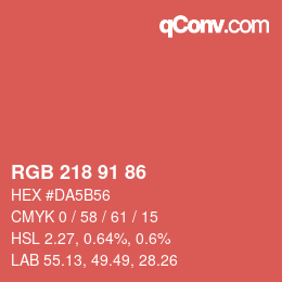 Color code: RGB 218 91 86 | qconv.com