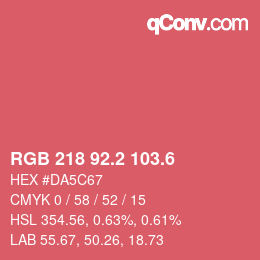 カラーコード: RGB 218 92.2 103.6 | qconv.com