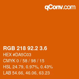 カラーコード: RGB 218 92.2 3.6 | qconv.com
