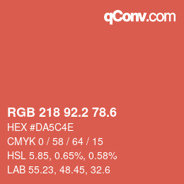 カラーコード: RGB 218 92.2 78.6 | qconv.com