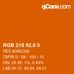 カラーコード: RGB 218 92.6 0 | qconv.com