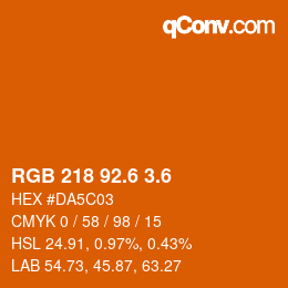 カラーコード: RGB 218 92.6 3.6 | qconv.com