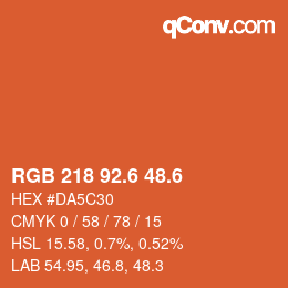 カラーコード: RGB 218 92.6 48.6 | qconv.com