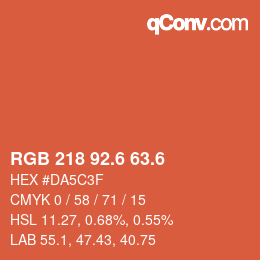 カラーコード: RGB 218 92.6 63.6 | qconv.com