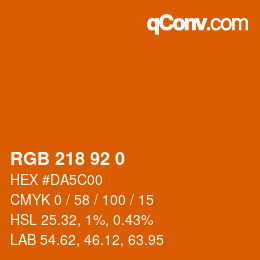 カラーコード: RGB 218 92 0 | qconv.com
