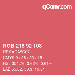 カラーコード: RGB 218 92 103 | qconv.com