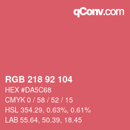 カラーコード: RGB 218 92 104 | qconv.com