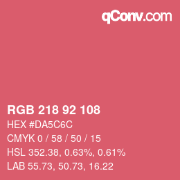 カラーコード: RGB 218 92 108 | qconv.com