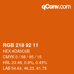 カラーコード: RGB 218 92 11 | qconv.com