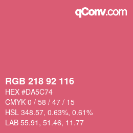 Color code: RGB 218 92 116 | qconv.com