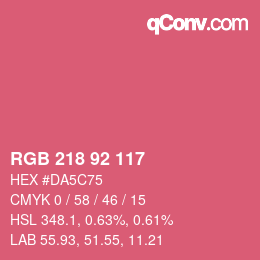 カラーコード: RGB 218 92 117 | qconv.com