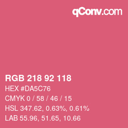カラーコード: RGB 218 92 118 | qconv.com