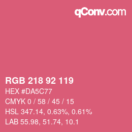 カラーコード: RGB 218 92 119 | qconv.com