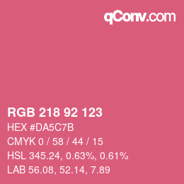 カラーコード: RGB 218 92 123 | qconv.com