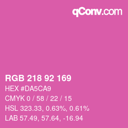 カラーコード: RGB 218 92 169 | qconv.com