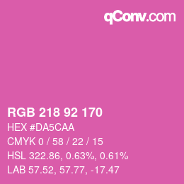カラーコード: RGB 218 92 170 | qconv.com