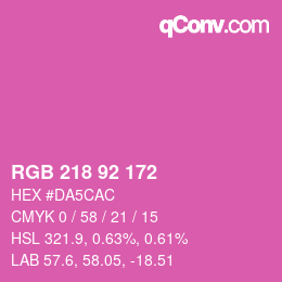 カラーコード: RGB 218 92 172 | qconv.com