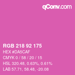 カラーコード: RGB 218 92 175 | qconv.com