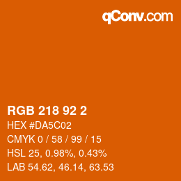 颜色代码: RGB 218 92 2 | qconv.com