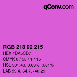 カラーコード: RGB 218 92 215 | qconv.com