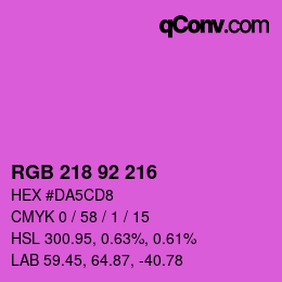 カラーコード: RGB 218 92 216 | qconv.com