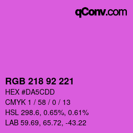 颜色代码: RGB 218 92 221 | qconv.com