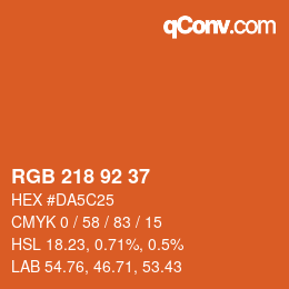 颜色代码: RGB 218 92 37 | qconv.com