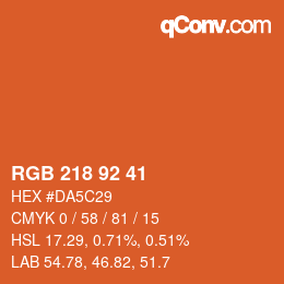 カラーコード: RGB 218 92 41 | qconv.com