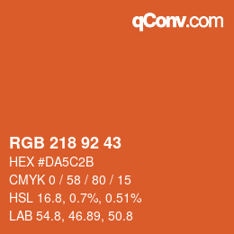 颜色代码: RGB 218 92 43 | qconv.com
