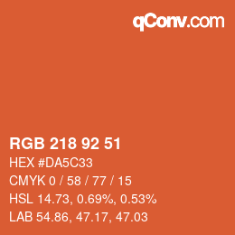 颜色代码: RGB 218 92 51 | qconv.com