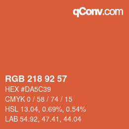 颜色代码: RGB 218 92 57 | qconv.com