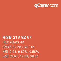 カラーコード: RGB 218 92 67 | qconv.com